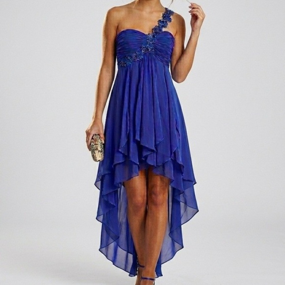 Y2K Fairy Grunge Midi Dress 3/4 Blue Purple Beaded Coquette Angel Empire Waist